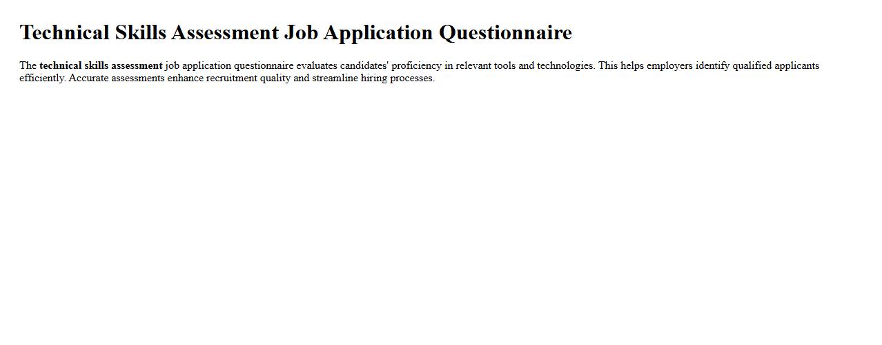 Technical skills assessment job application questionnaire image preview