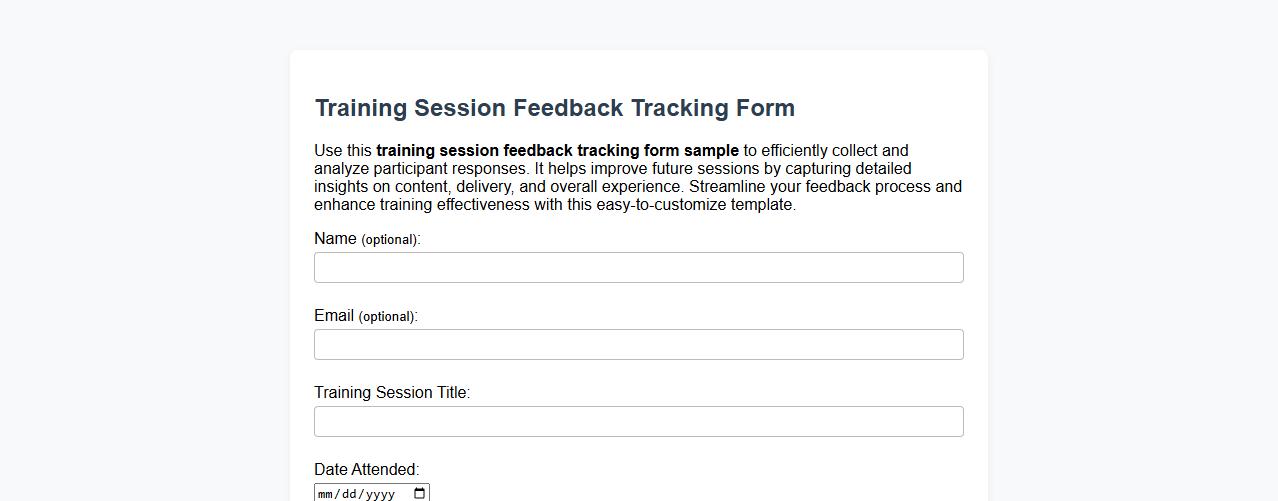 training session feedback tracking form sample image preview