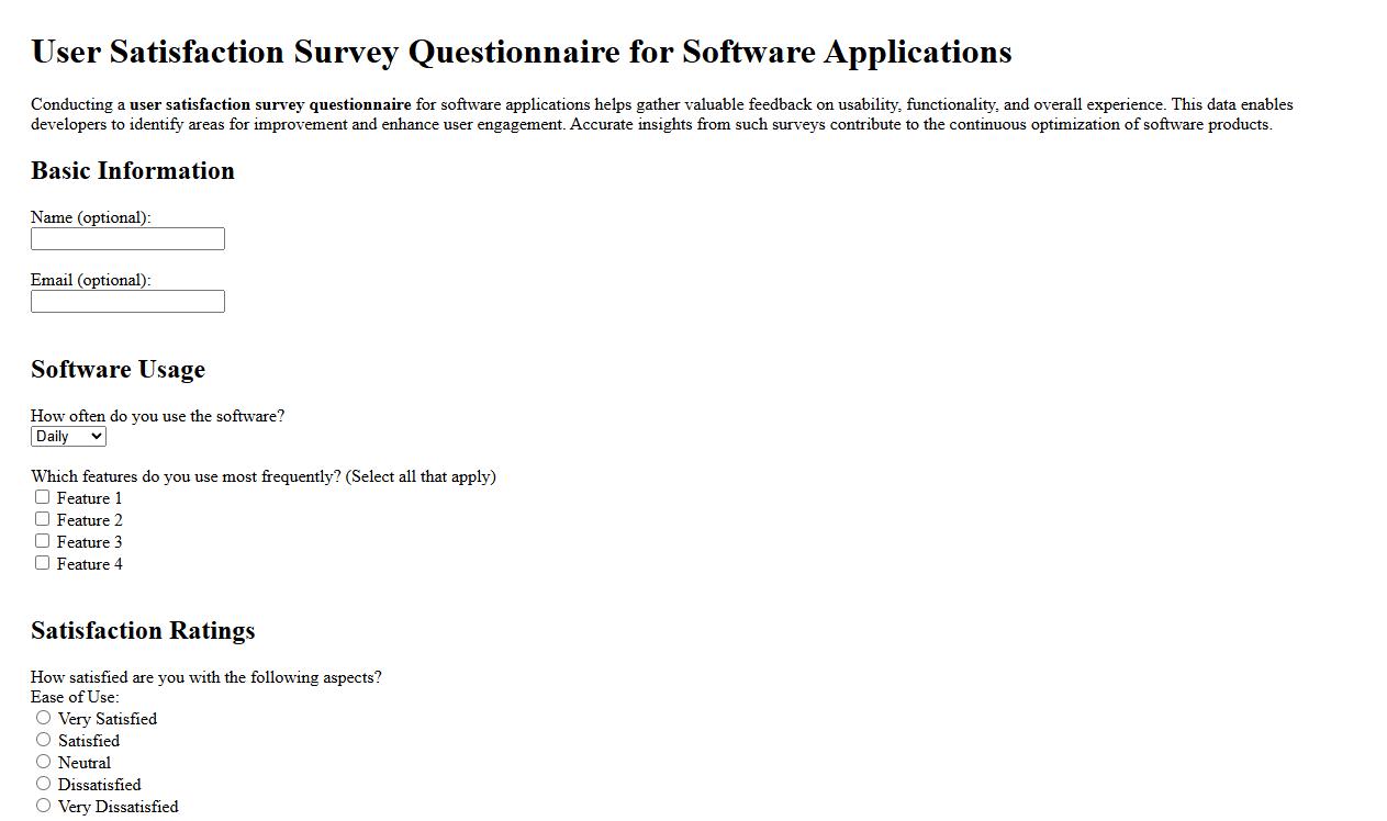 User satisfaction survey questionnaire for software applications image preview