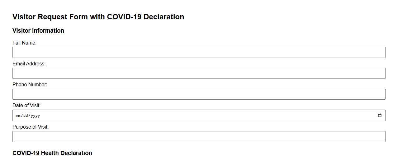 visitor request form sample with covid-19 declaration image preview
