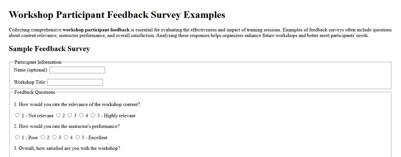 workshop participant feedback survey examples image preview