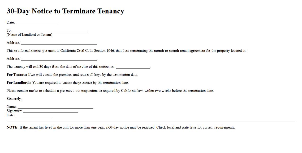 30-day notice form sample under California law image preview