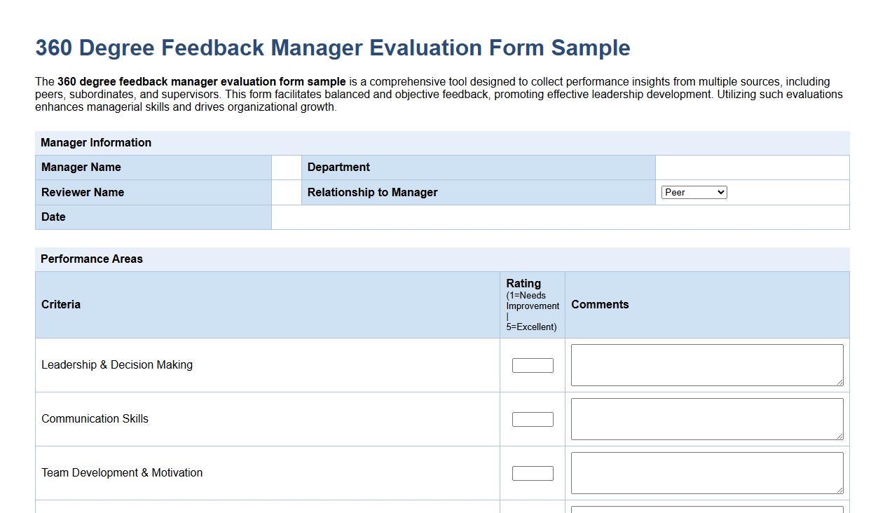 360 degree feedback manager evaluation form sample image preview