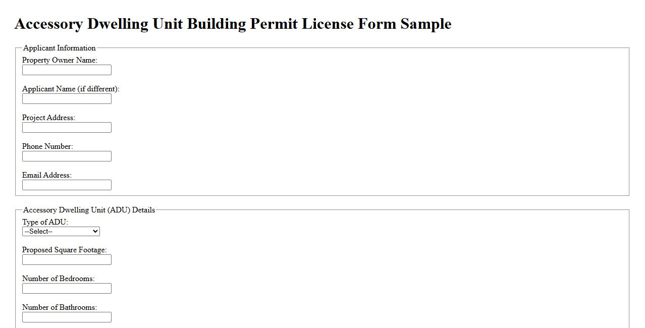 Accessory dwelling unit building permit license form sample image preview