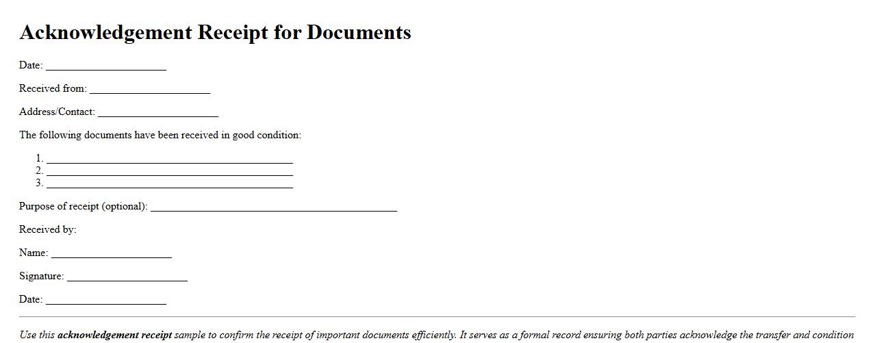Acknowledgement receipt sample for documents received image preview