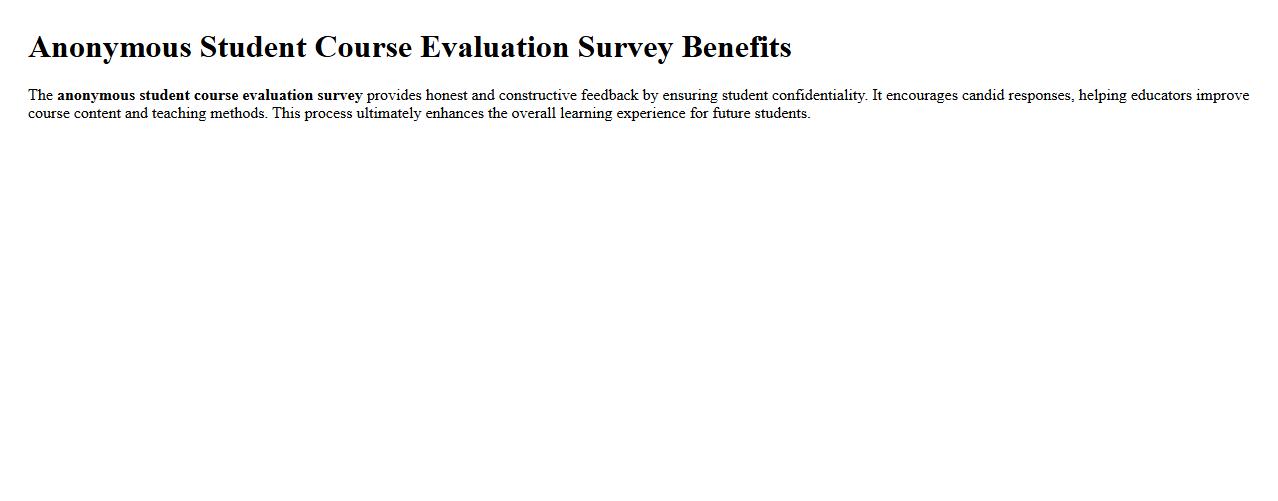 Anonymous student course evaluation survey benefits image preview