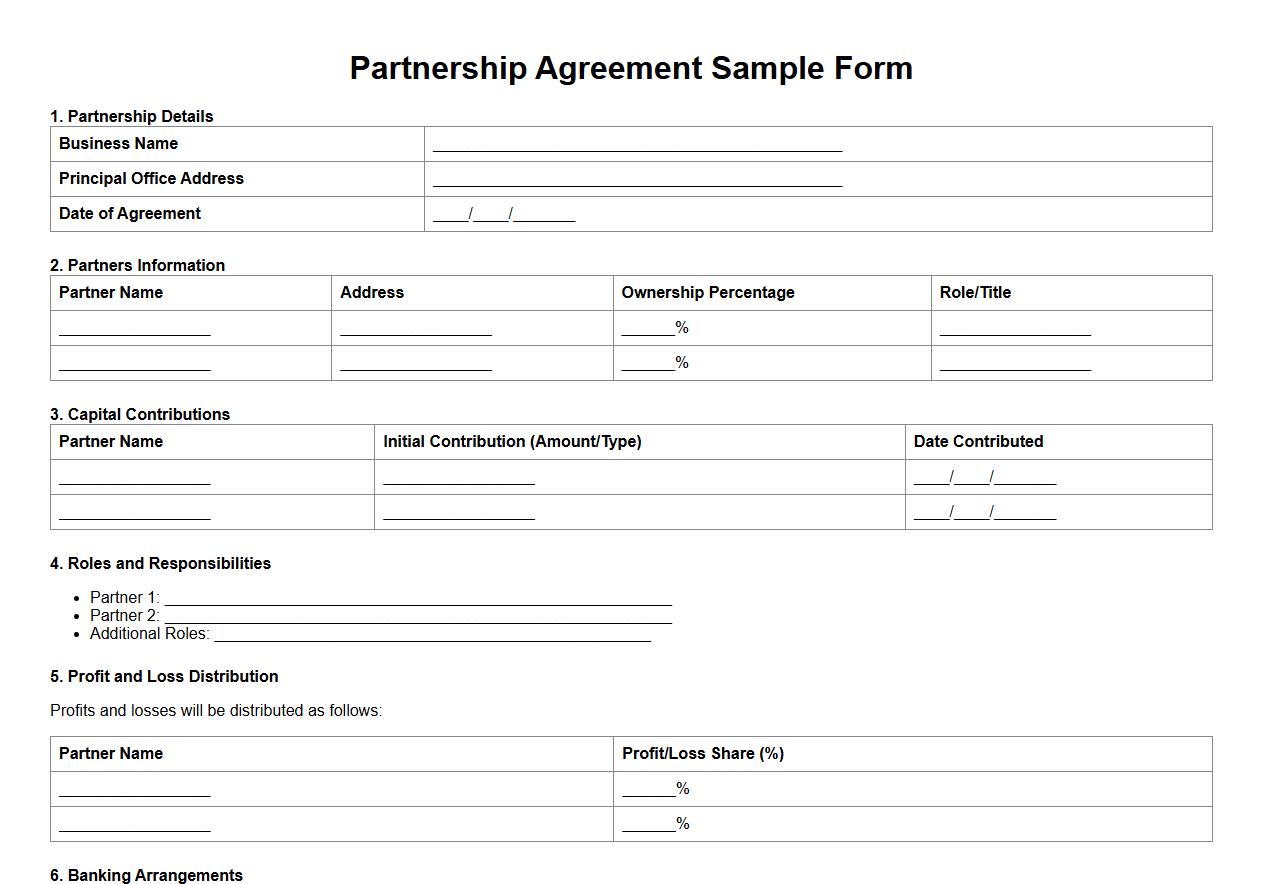 business form sample for partnership agreement image preview