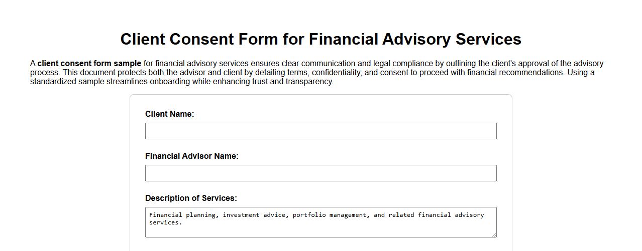 client consent form sample for financial advisory services image preview