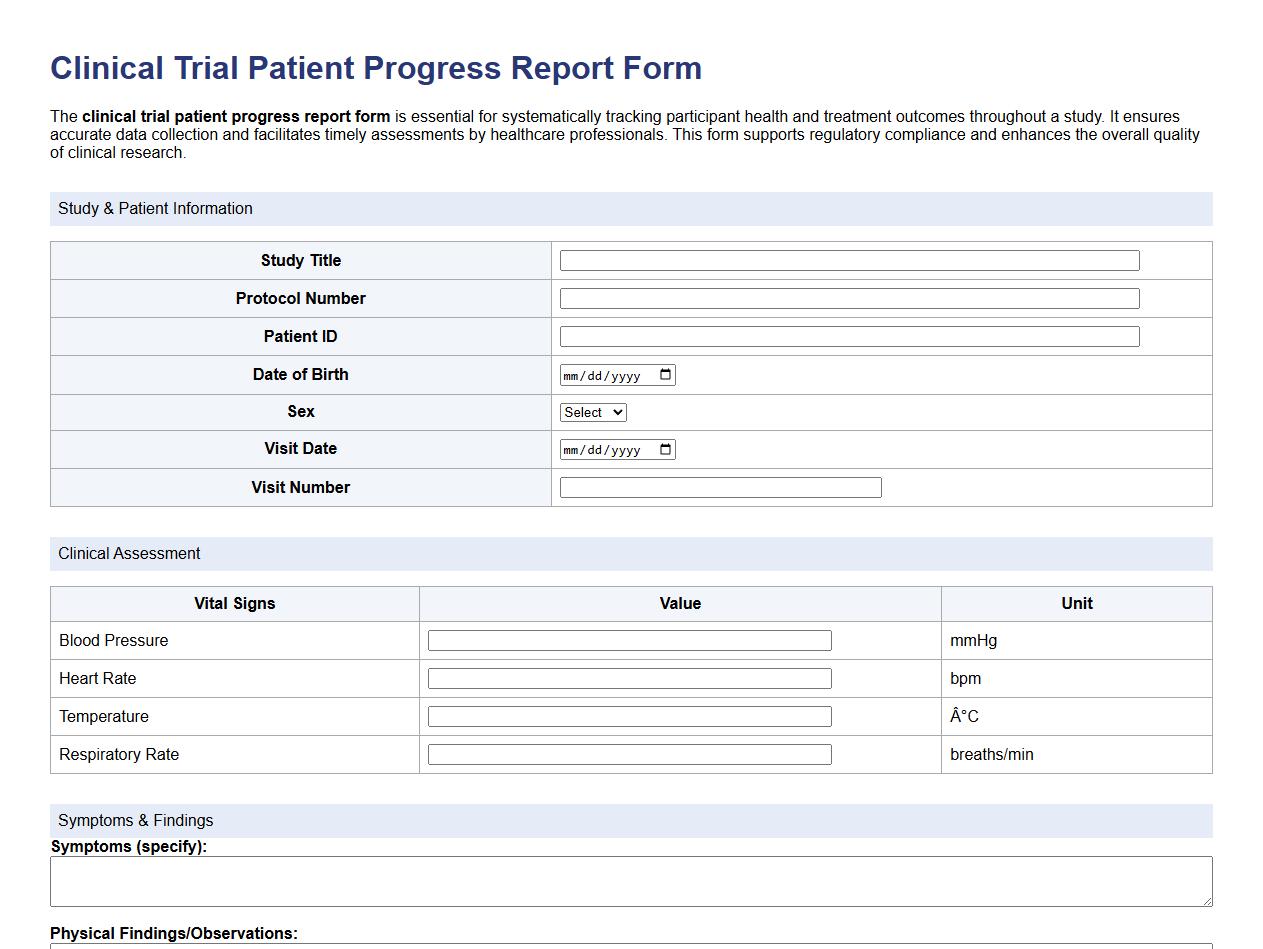 clinical trial patient progress report form image preview