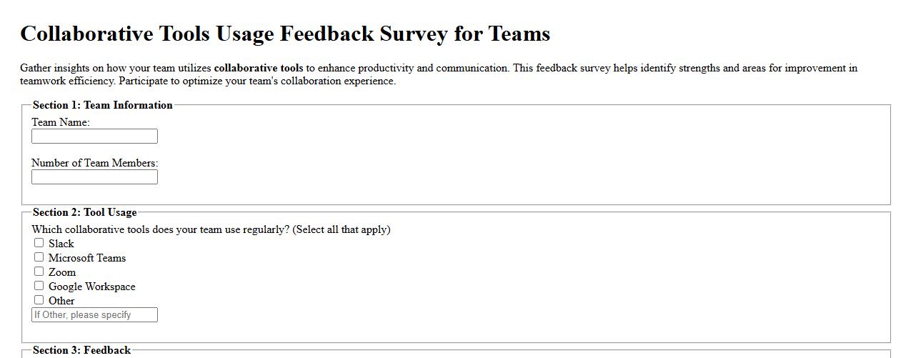 Collaborative tools usage feedback survey for teams image preview