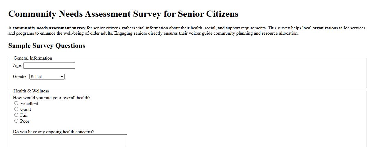 Community needs assessment survey for senior citizens image preview