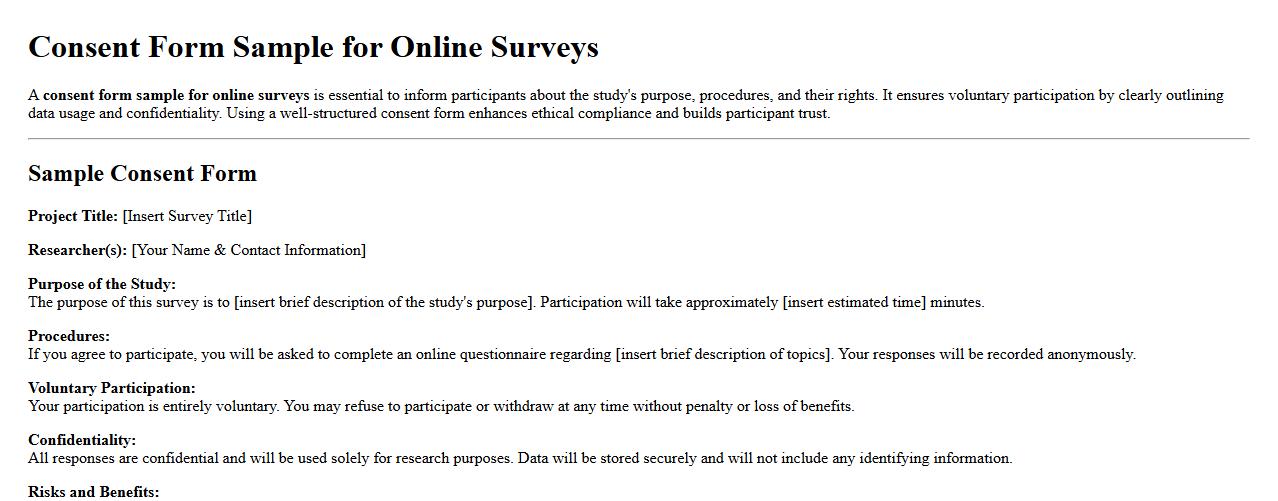Consent form sample for online surveys image preview
