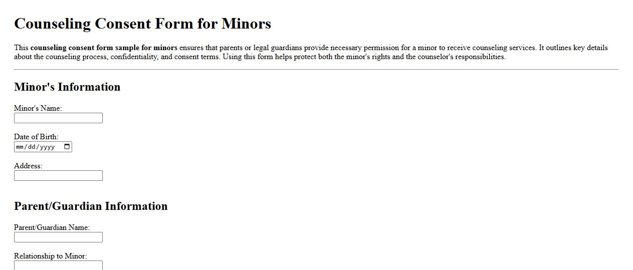 Counseling consent form sample for minors image preview