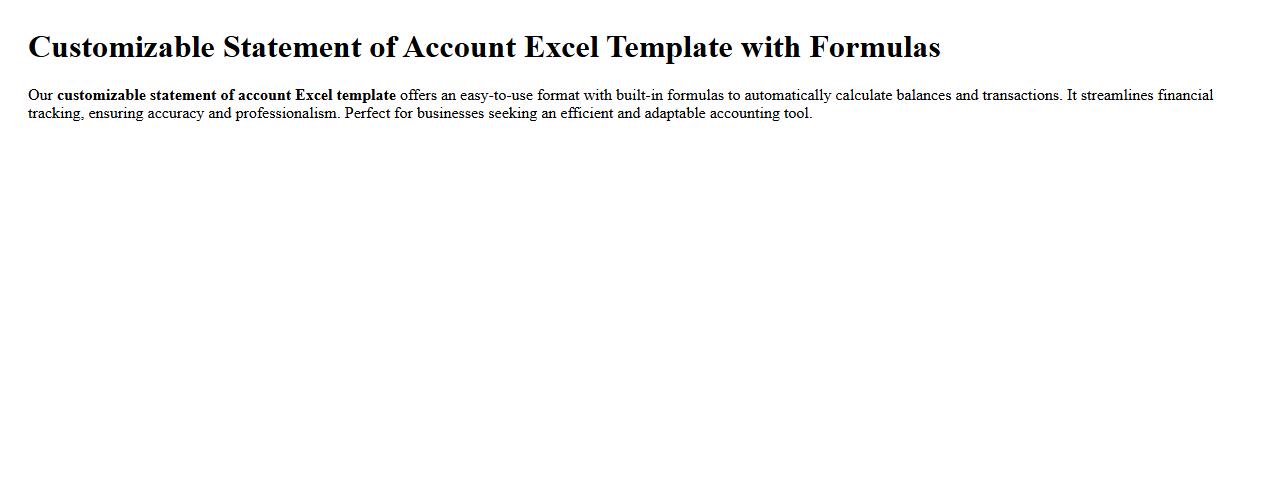 Customizable statement of account Excel template with formulas image preview