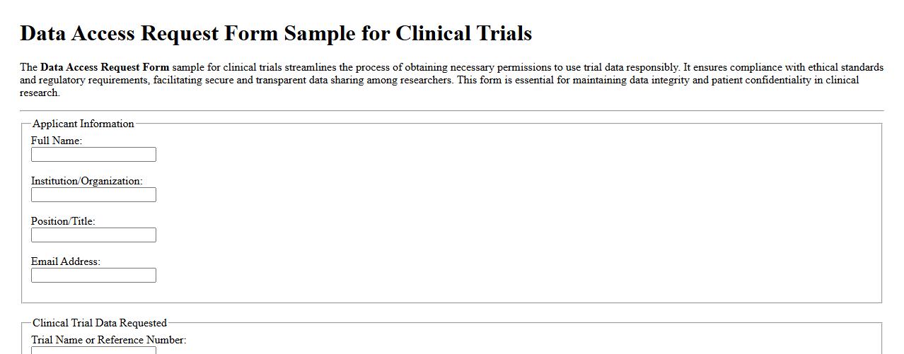 Data Access Request Form Sample for Clinical Trials image preview