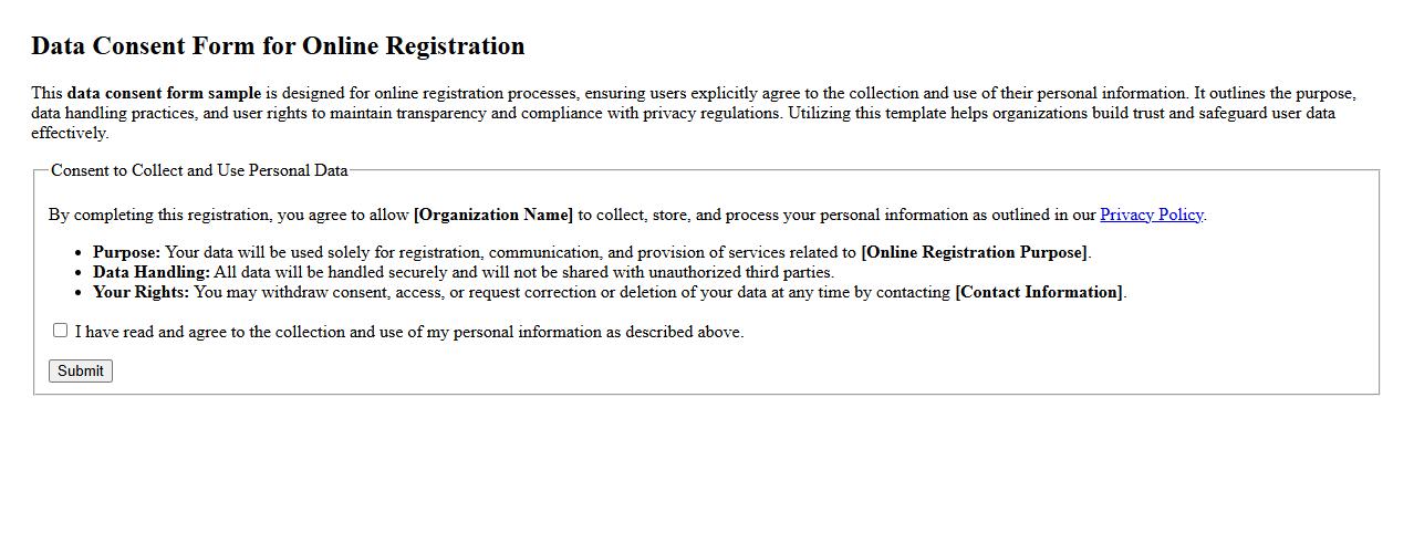 data consent form sample for online registration image preview