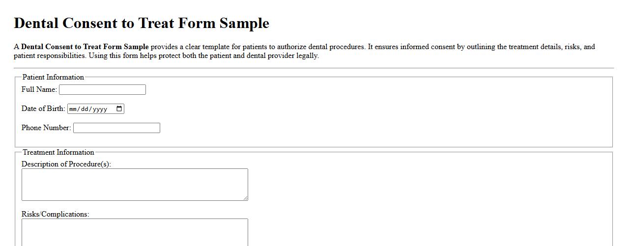 dental consent to treat form sample image preview