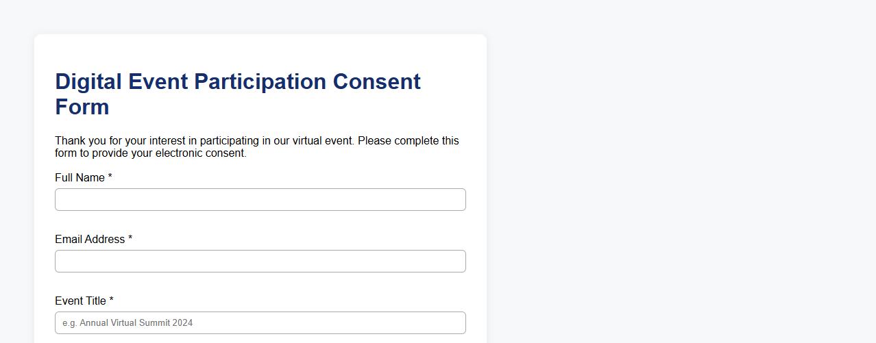 digital event participation consent form sample with e-signature image preview