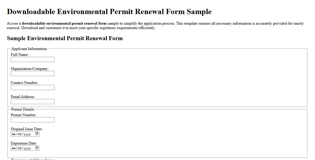 Downloadable environmental permit renewal form sample image preview