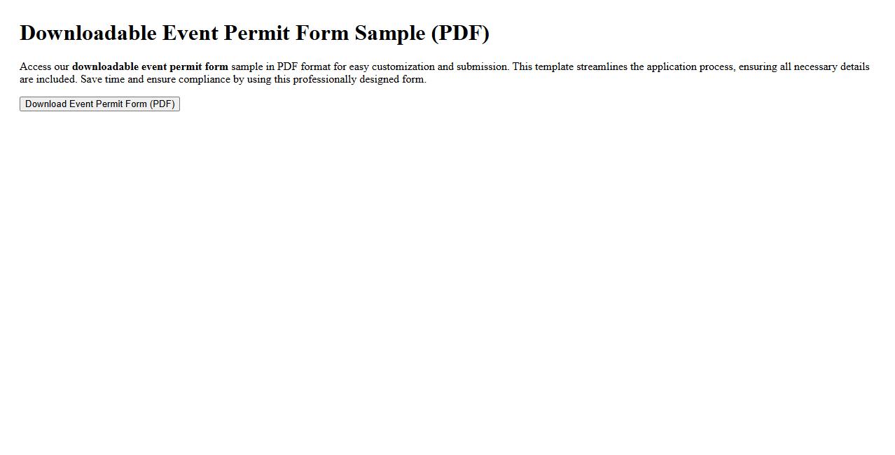 downloadable event permit form sample PDF image preview