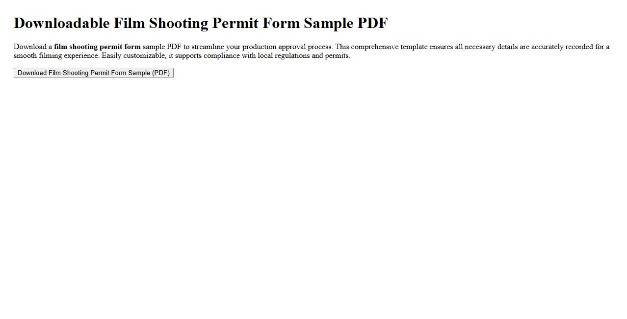 downloadable film shooting permit form sample PDF image preview