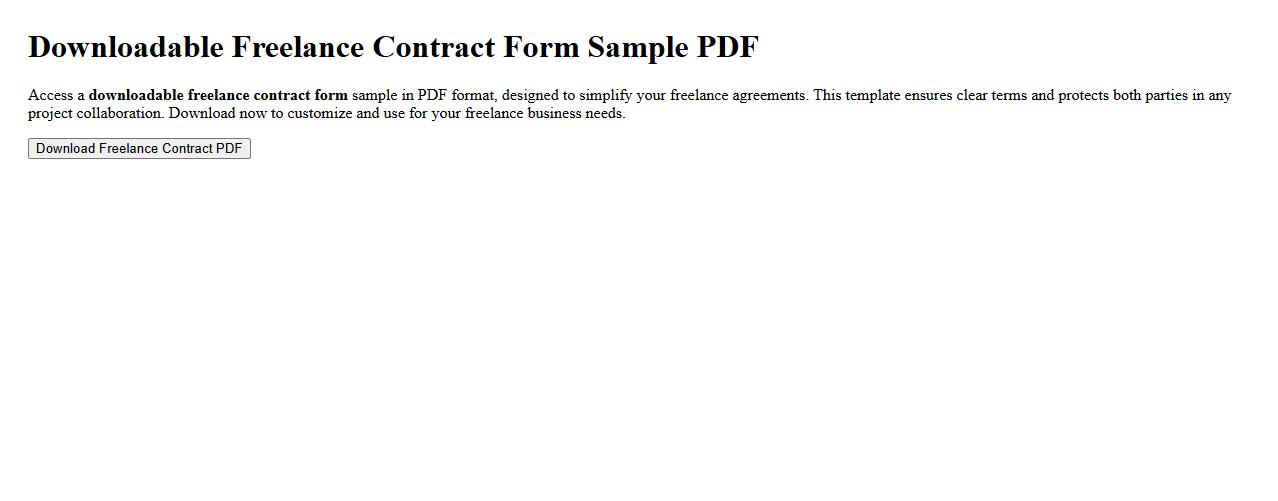 Downloadable freelance contract form sample PDF image preview