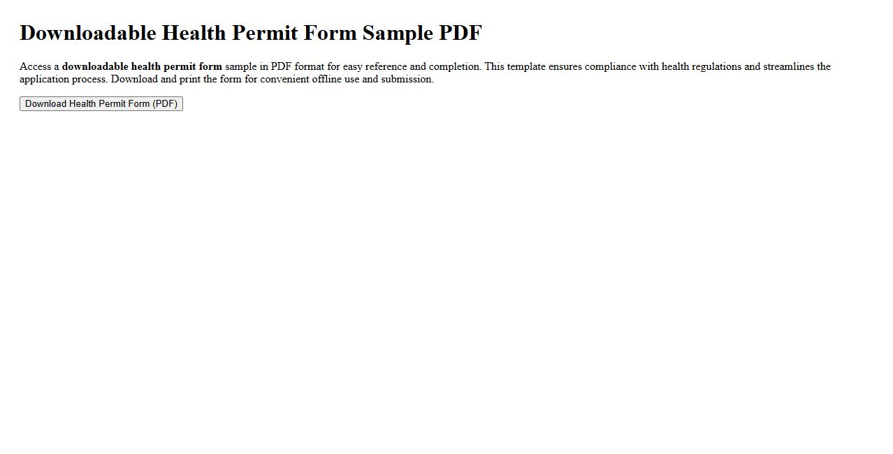 downloadable health permit form sample PDF image preview
