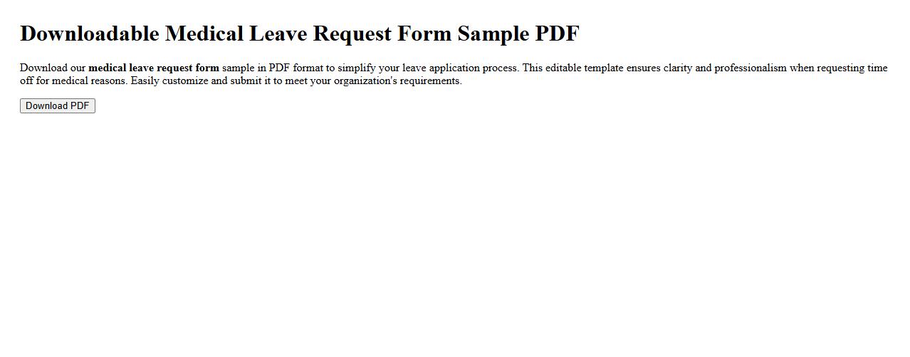 Downloadable medical leave request form sample PDF image preview