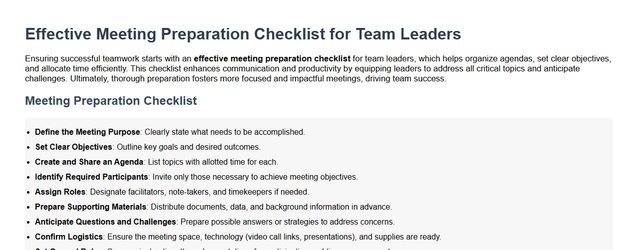 effective meeting preparation checklist for team leaders image preview