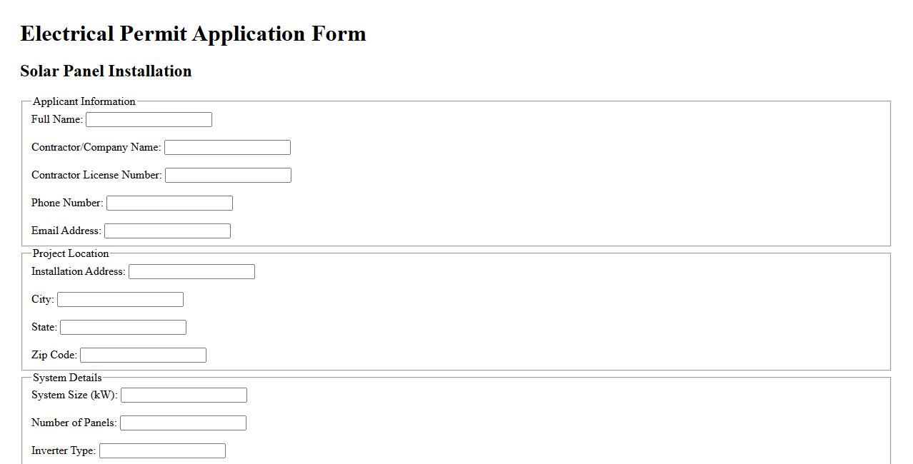 electrical permit form sample for solar panel installation image preview
