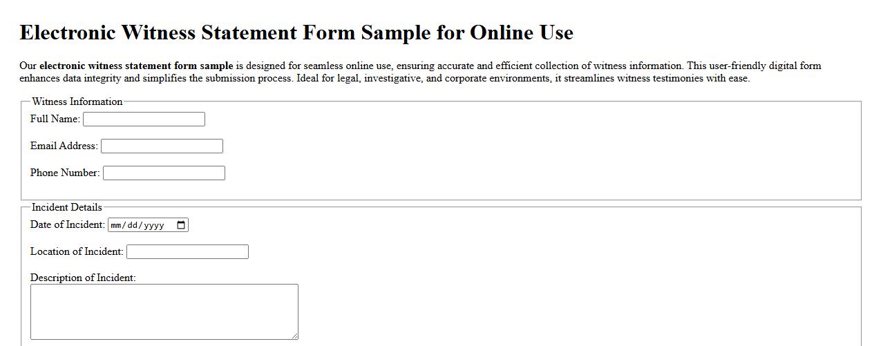 Electronic witness statement form sample for online use image preview