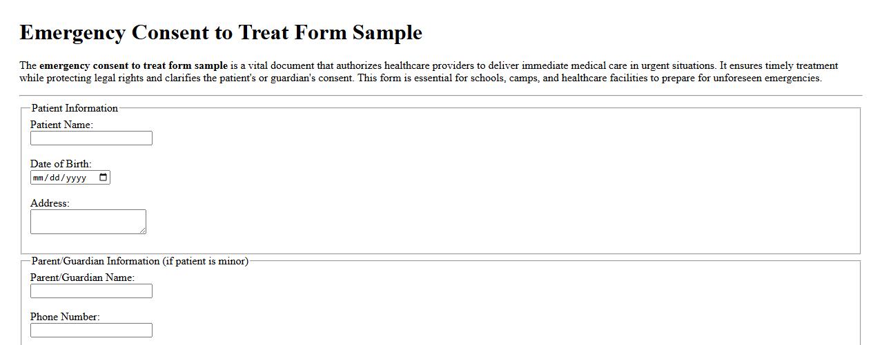 emergency consent to treat form sample image preview