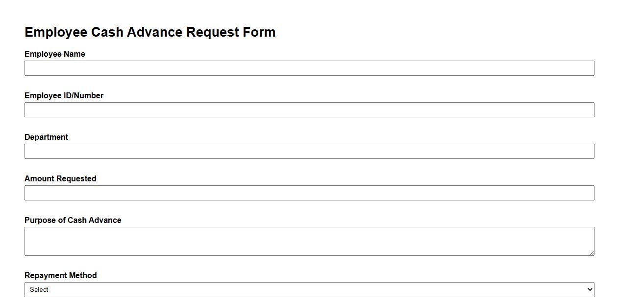 employee cash advance request form sample image preview