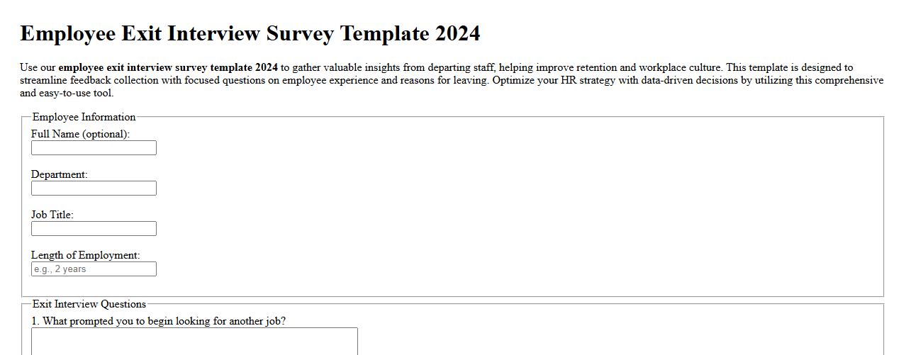 employee exit interview survey template 2024 image preview