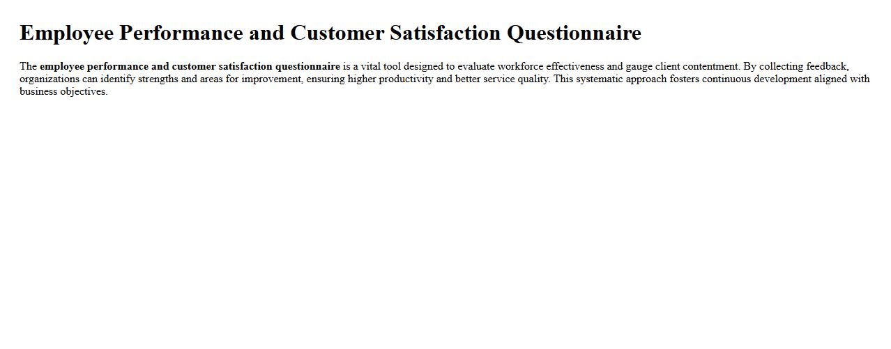 Employee performance and customer satisfaction questionnaire image preview