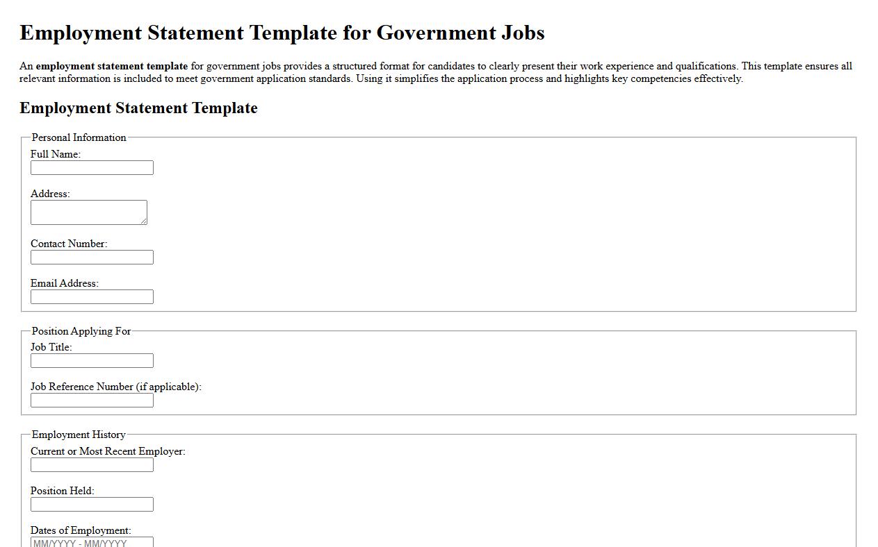 Employment statement template for government jobs image preview
