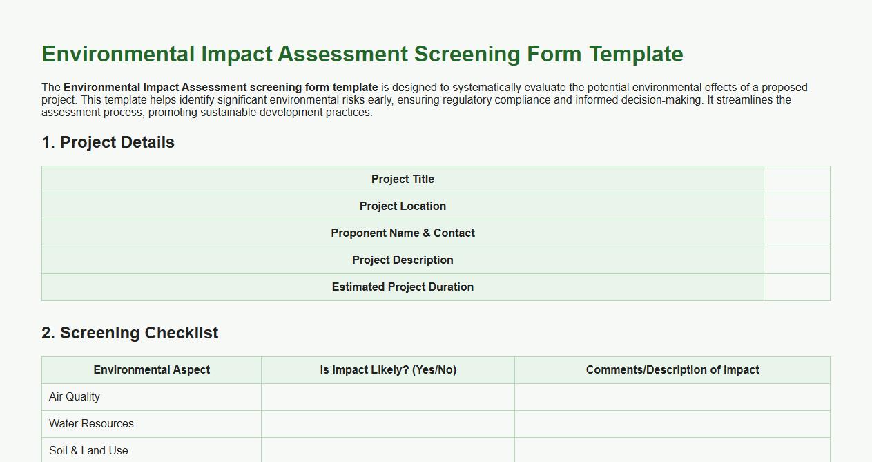 Environmental impact assessment screening form template image preview