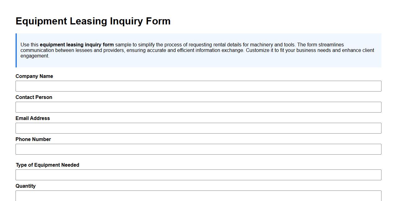 equipment leasing inquiry form sample image preview