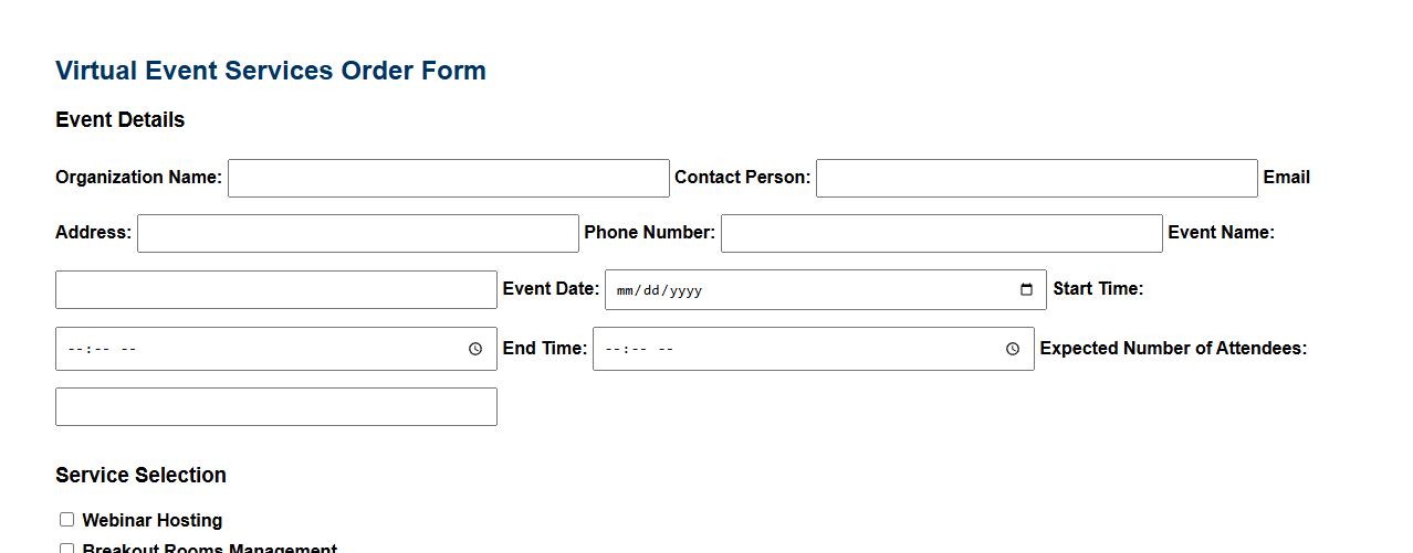 event order form sample for virtual event services image preview