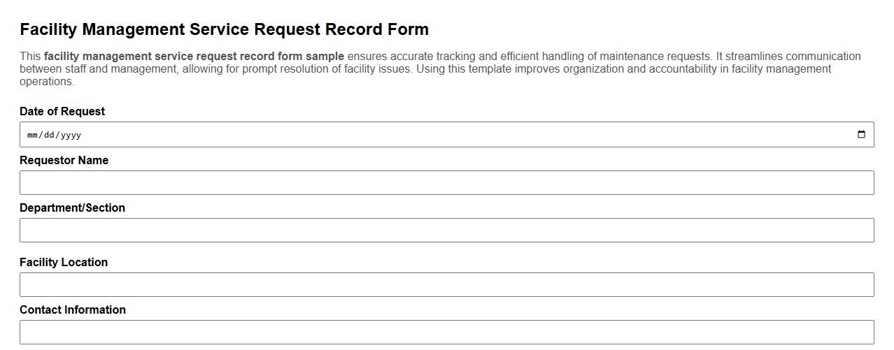 facility management service request record form sample image preview