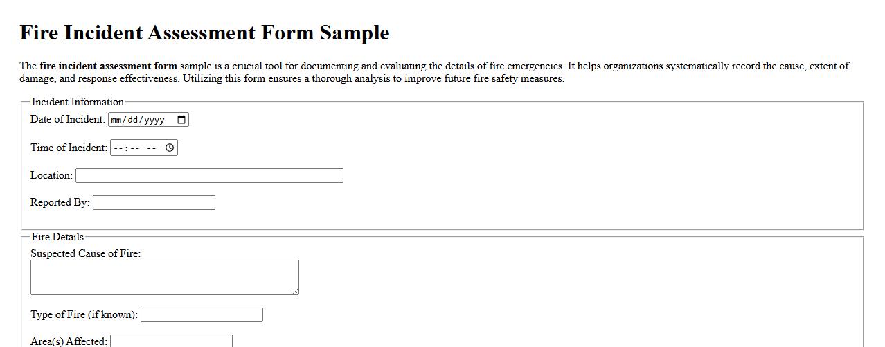 fire incident assessment form sample image preview