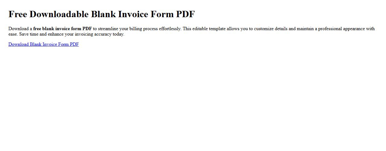 Free downloadable blank invoice form PDF image preview