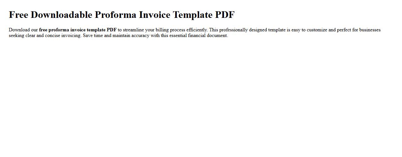 Free downloadable proforma invoice template PDF image preview