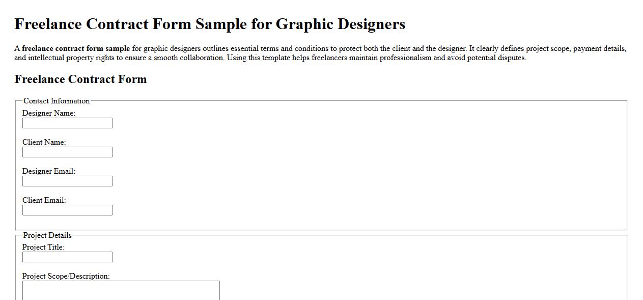 Freelance contract form sample for graphic designers image preview