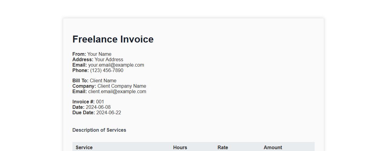 Freelance invoice template for graphic designers image preview