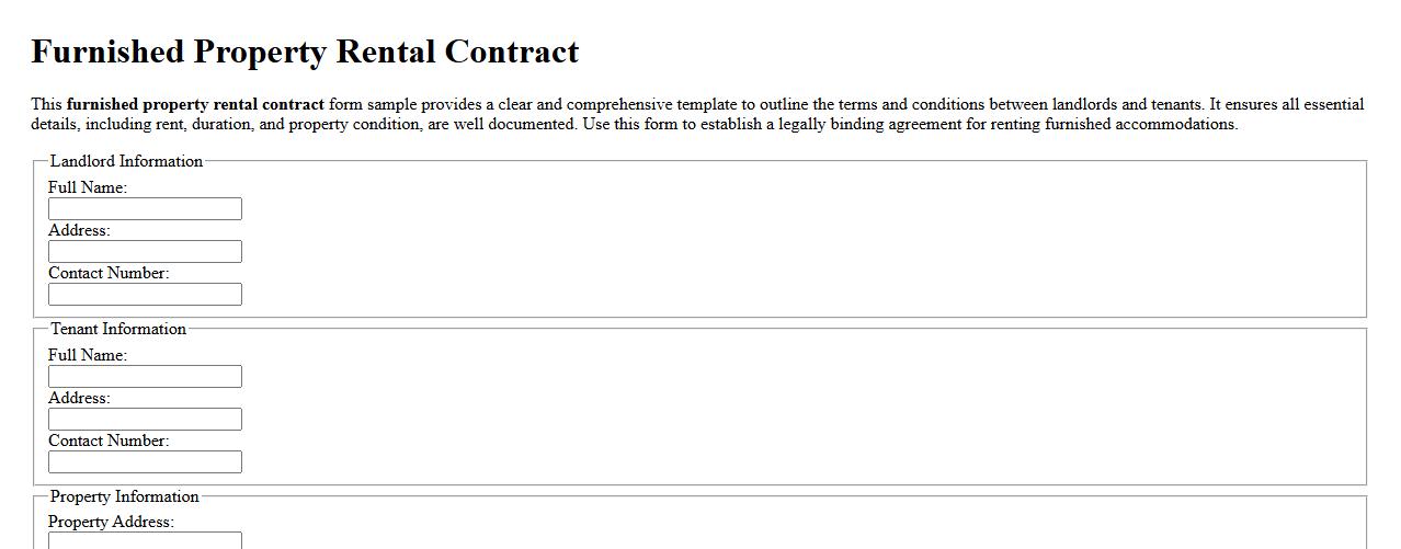 Furnished property rental contract form sample image preview