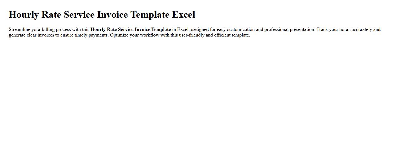 Hourly rate service invoice template Excel image preview