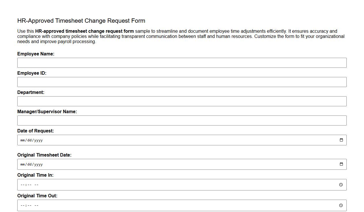 hr-approved timesheet change request form sample image preview