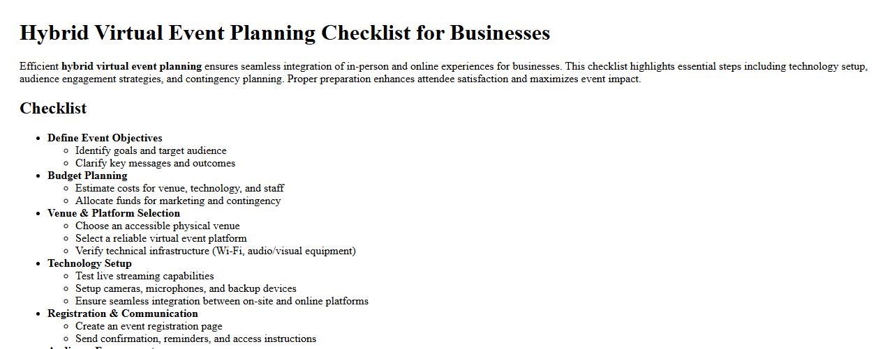 Hybrid virtual event planning checklist for businesses image preview