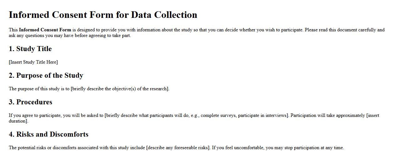 Informed consent form sample for data collection image preview